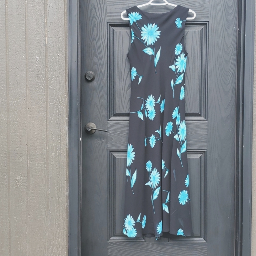 Studio I Blue Floral Pullover Lightweight Material Crepe Dress 14 Sheer O… - Picture 13 of 16